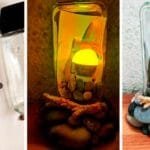 Lamp made from glass jar and stones from the sea - Night light sea stones