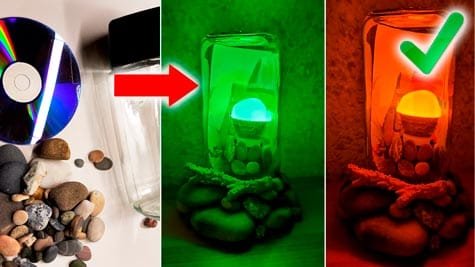 Night Lamp made from jar and stones from the sea - DIY night light