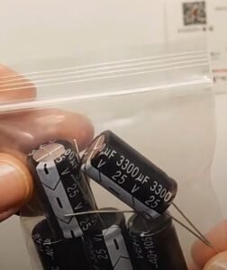 Printed on the capacitor, you’ll find something like 3300 μF 25V.