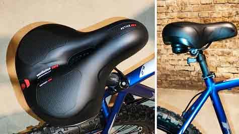 Ergonomic bike saddle with breathable hollow design.