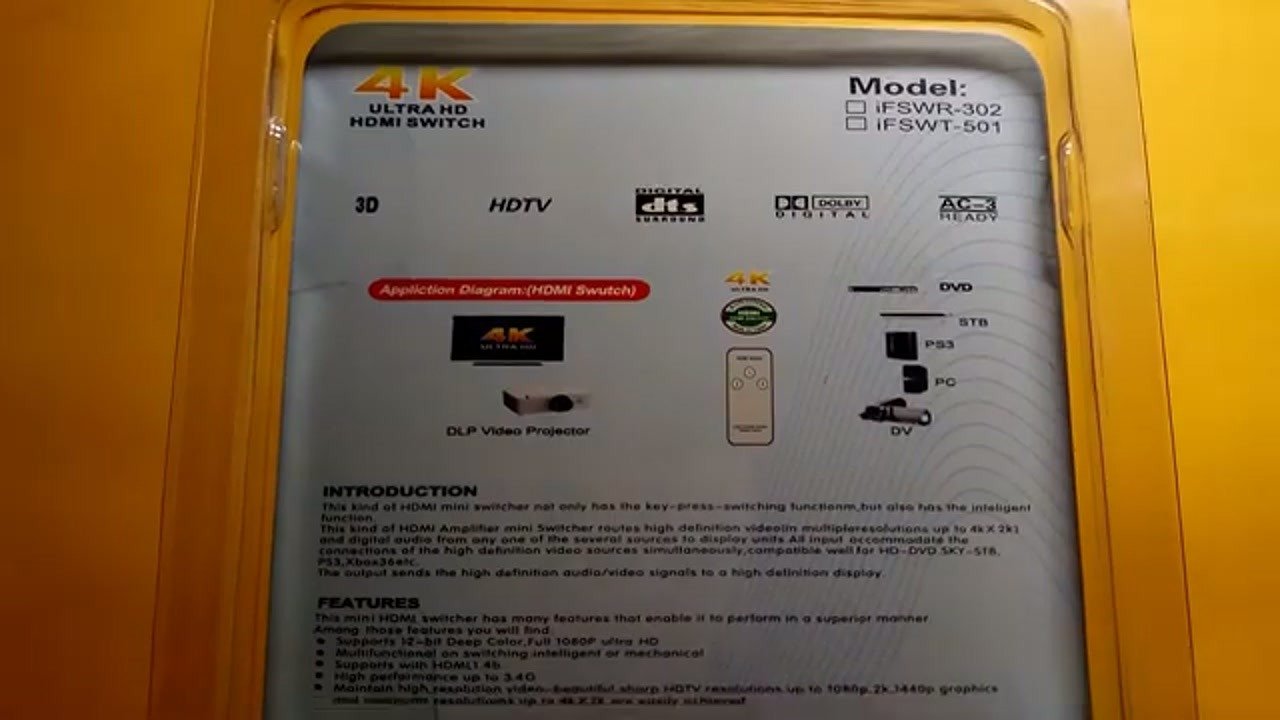 Checking the WEIXINBUY HDMI switch packaging and contents