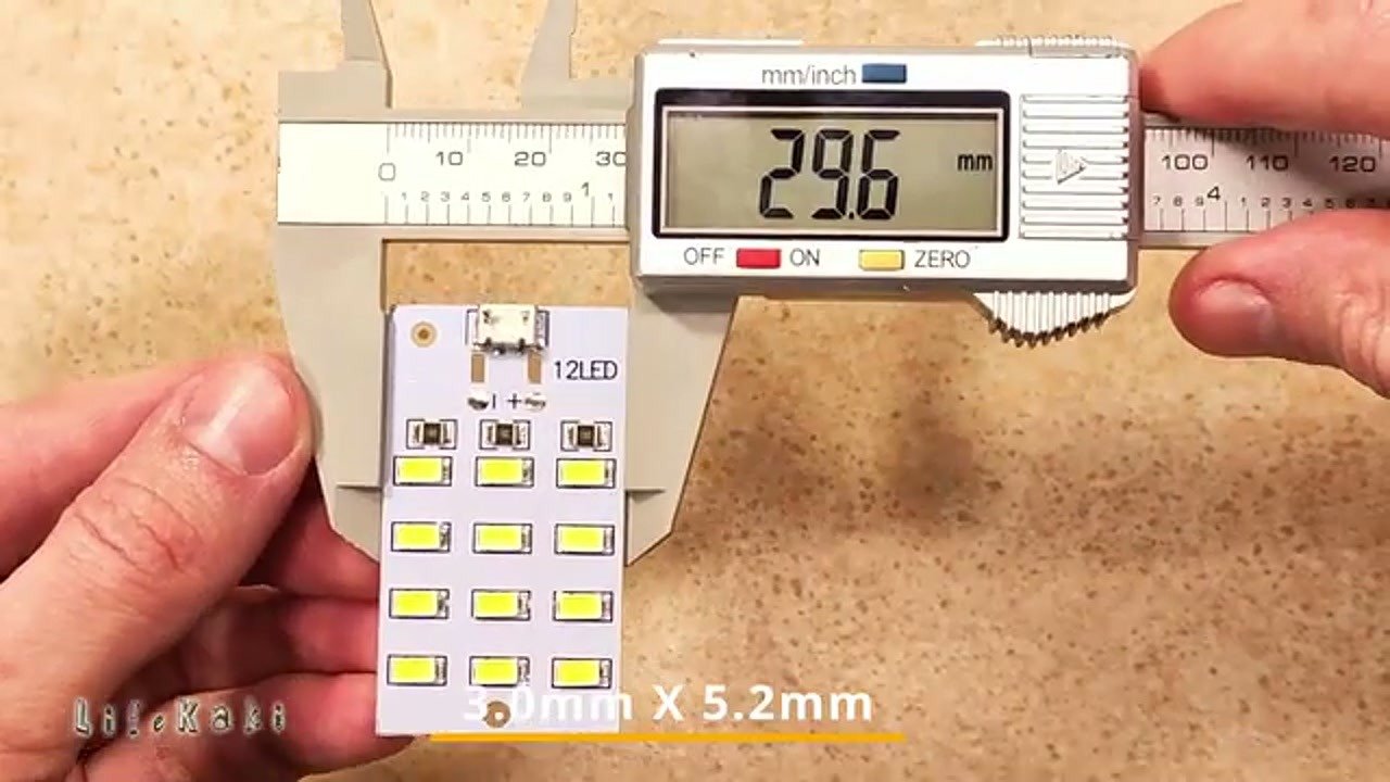 Measuring LED board dimensions with caliper