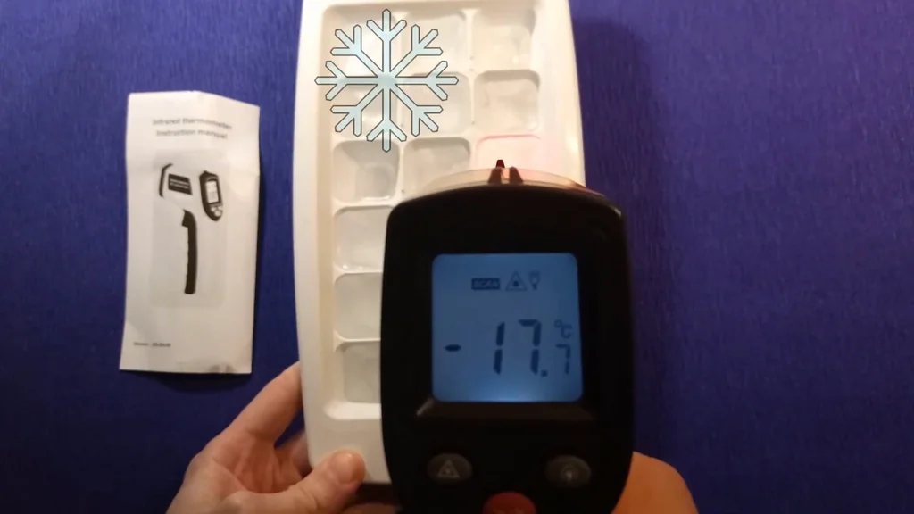 Testing the thermometer on an ice tray
