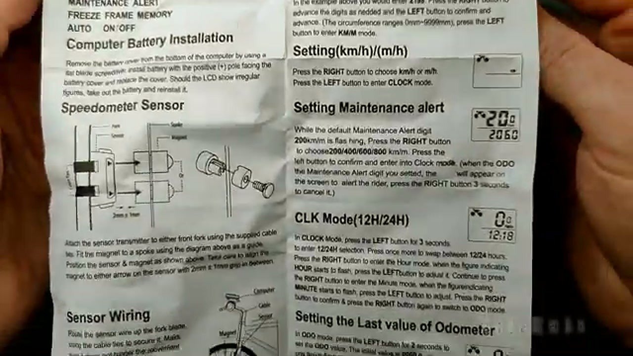 Checking the wheel size chart in the manual