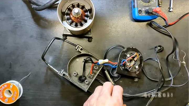 Workspace inspection and compressor motor prep on workbench