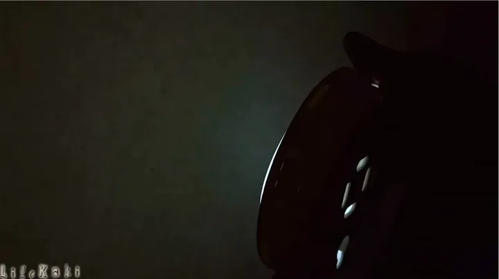 Final test of the LED light in a dark room
