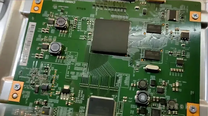 Internal green circuit board component view